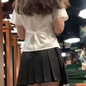 Cinch Waist Short-Sleeve Shirt, Japanese College Style Top, Spicy Girl Outfit, Spring/Summer Women's Fashion