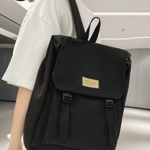 Classic Black Double Shoulder Backpack for Women - Versatile Casual Laptop Bag for Sports and Outdoor Activities