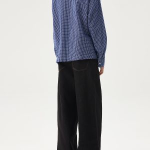 Classic Raw Denim Washed Wide-Leg Jeans for Men – Loose Fit Casual Versatile Long Pants for Spring and Summer Fashion