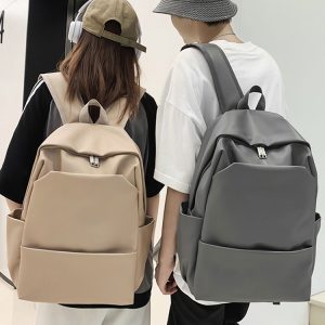 Classic Solid Color Water-Resistant Backpack for Women, High-End Versatile Large-Capacity Student Bag, Trendy Everyday Style