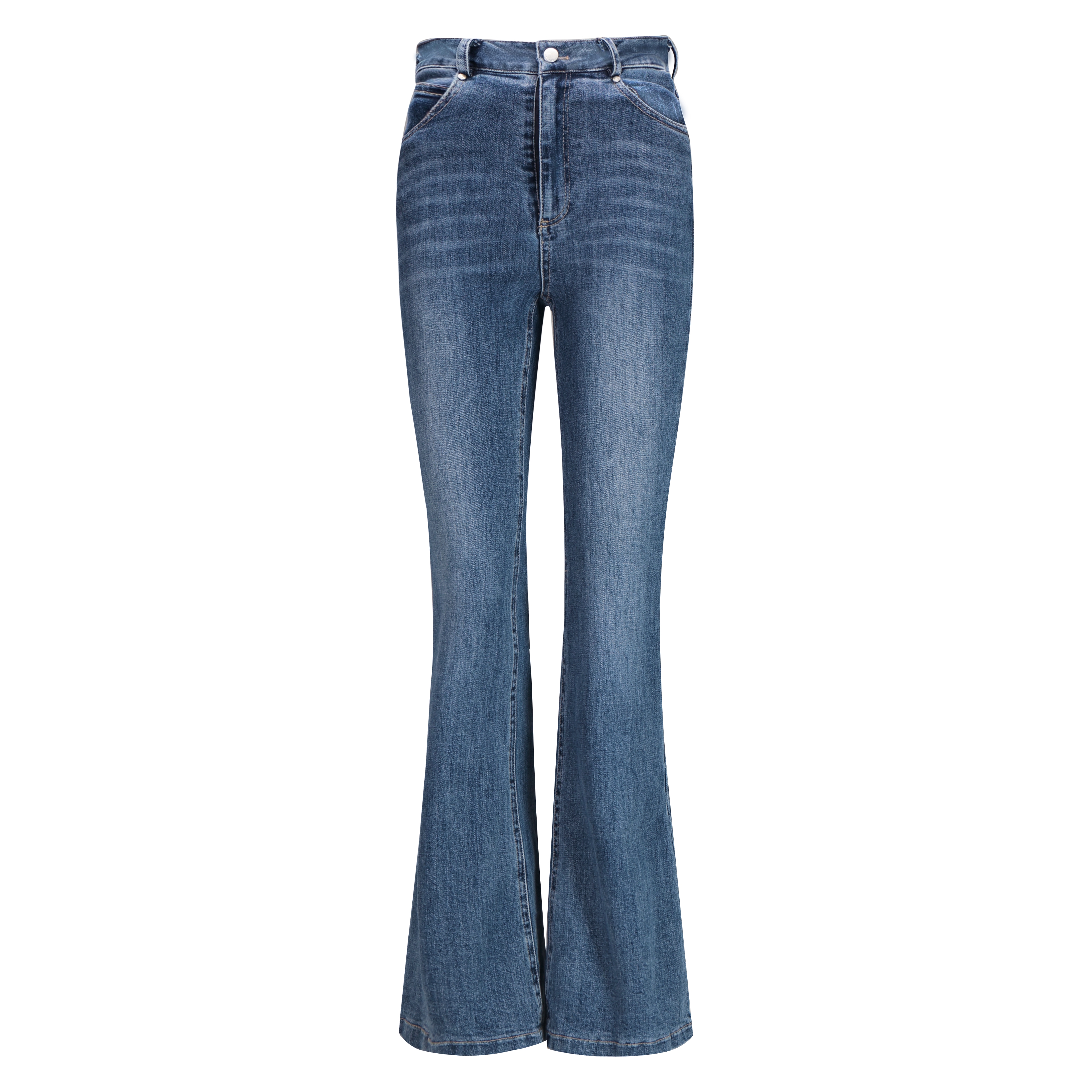Classic Washed High-Waisted Flared Jeans for Women - Vintage 90s Style, Trendy Casual Denim Trousers