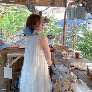 Cloud Flower Butterfly Retro Sheer Mesh Cover Dress - Women's Summer Loose A-Line Long Dress in Vintage Style