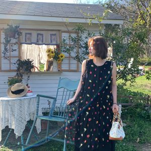 Cloud Flower Butterfly Retro Sheer Mesh Cover Dress - Women's Summer Loose A-Line Long Dress in Vintage Style