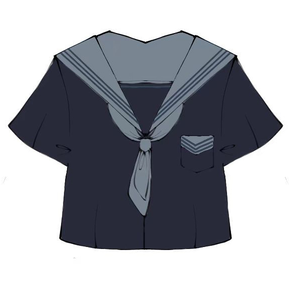 Cloud Sailor Girl High School JK Uniform Outfit Set - Camellia Print Long & Short Sleeve Top, Classic Sailor Style