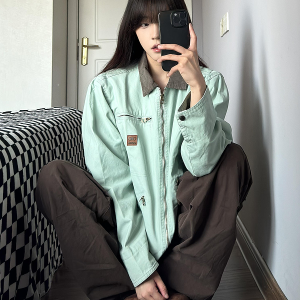 Coffee-Colored Women's Loose Straight-Leg Cargo Pants with Draping - American High Street Casual Floor-Length Style