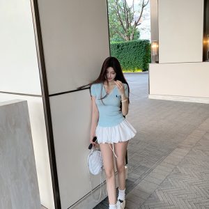 College Style Knitted Cardigan and Top Two-Piece Set - Casual Fashion Essential for Y2K and Korean Style Looks