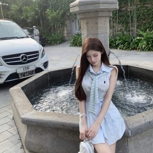 College Style Lapel Shawl Dress - New Arrival Internet Celebrity Fashion, Trendy 90s Inspired Look