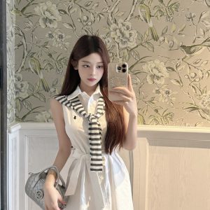 College Style Lapel Shawl Dress - New Arrival Internet Celebrity Fashion, Trendy 90s Inspired Look