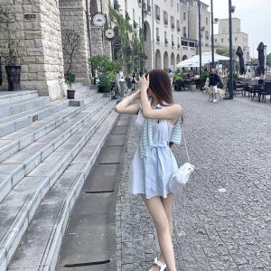 College Style Lapel Shawl Dress - New Arrival Internet Celebrity Fashion, Trendy 90s Inspired Look