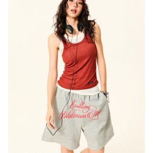 Color-Block Knitted Vest for Women - Spicy Girl American Style Slim-Fit Two-Piece Sports Top for Summer