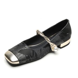 Color-Block Low-Heel Mary Jane Shoes for Women, Spring/Summer 2025 Square-Toe Chunky Heel in Large Sizes, Trendy Fashion Footwear