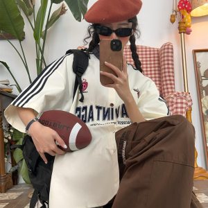 Color Block Plaid Short Sleeve Shirt for Men and Women - Vintage Summer College Style Embroidered Polo Top