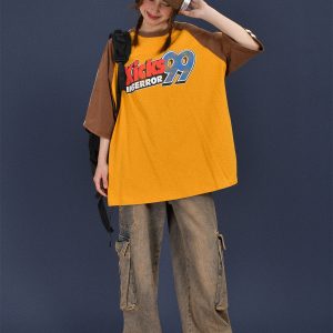 Color-Block Retro Sports Short Sleeve T-Shirt for Summer - Loose Fit Distressed Double Stripe Trendy Style