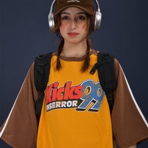 Color-Block Retro Sports Short Sleeve T-Shirt for Summer - Loose Fit Distressed Double Stripe Trendy Style