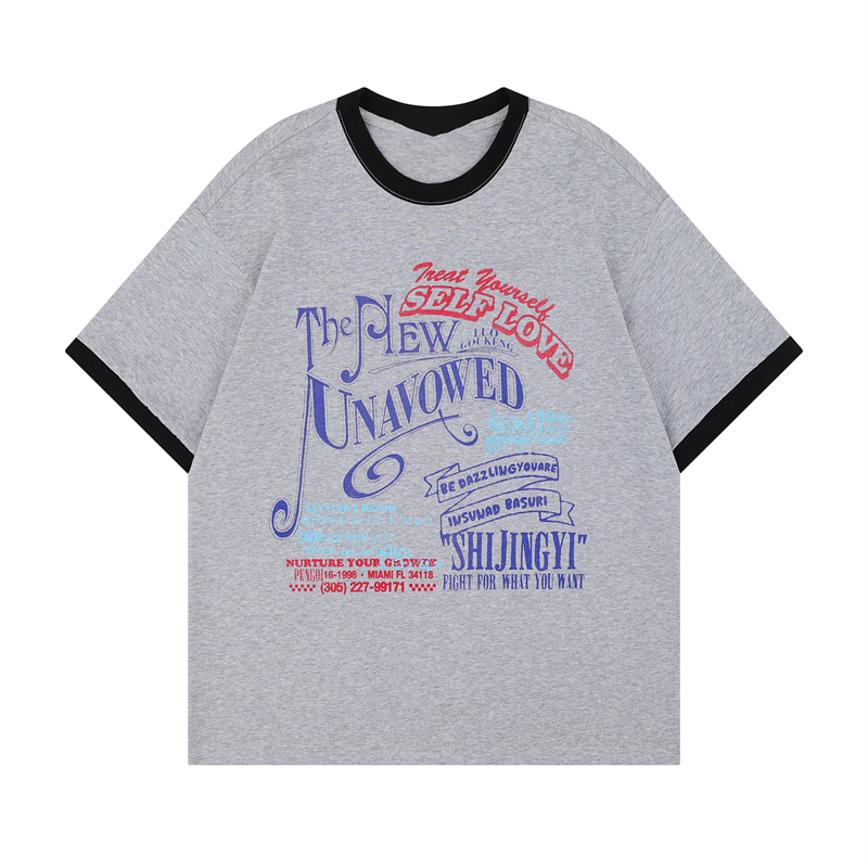 Color Block Round Neck Short Sleeve T-Shirt for Women - Vintage American Style Summer Top, Trendy 90s Inspired Fashion