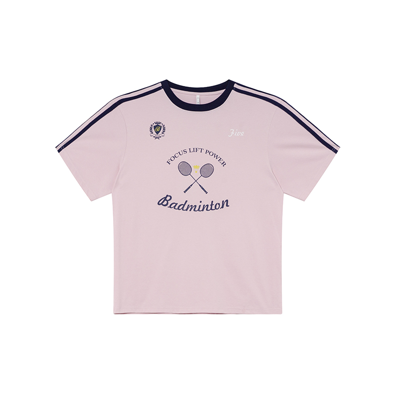 Color-Block Woven Strap Sports T-Shirt for Women - American Style Summer Top, Loose Fit, Slimming Design, Trendy Casual Wear