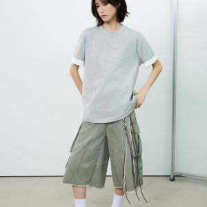 Color-Blocked Cuff Round Neck Short Sleeve T-Shirt for Men - American Retro Summer Casual Top, Y2K Style