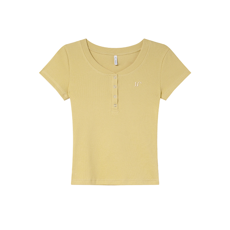 Color-Blocked Embroidered Short-Sleeve Women's T-Shirt - American Retro Style, Slim Fit, Flattering Summer Top