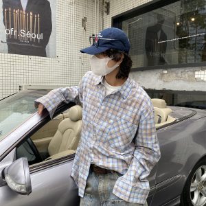 Color-Blocked Patchwork Plaid Long Sleeve Shirt Jacket for Men and Women - Retro Loose Casual Checkered Top for Spring, Summer, Autumn