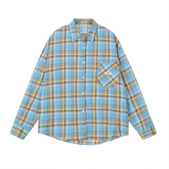 Color-Blocked Plaid Long Sleeve Shirt Jacket for Men and Women - Retro Loose-Fit, Versatile Spring Autumn Top with Pockets