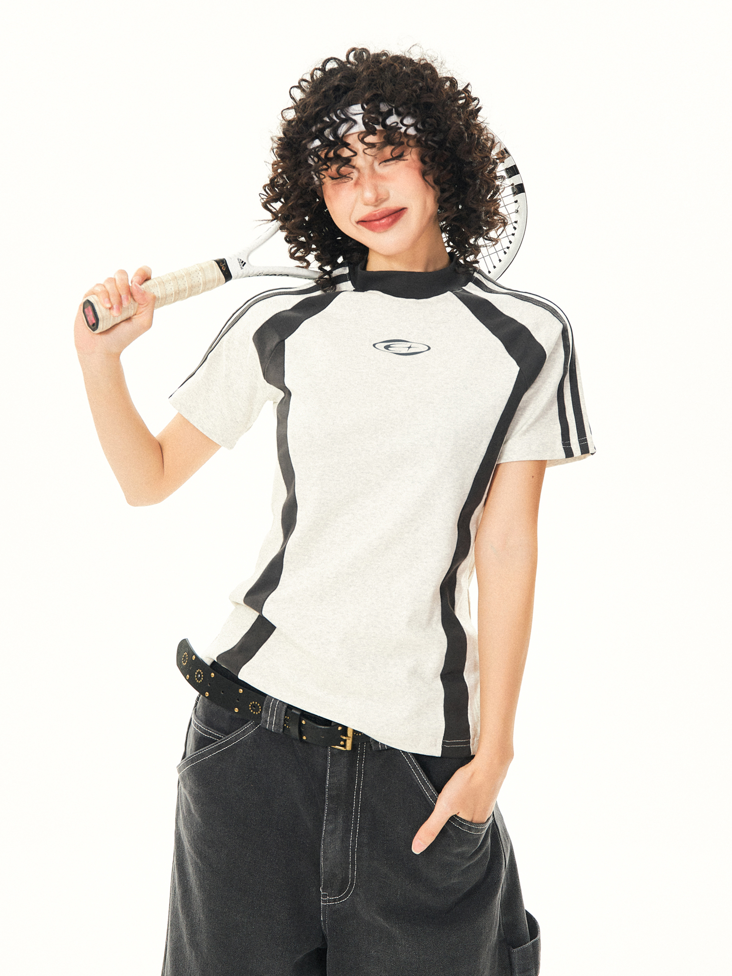 Color-Blocked Short-Sleeve Crop Top for Women - American Retro Slim-Fit Summer T-Shirt Color-Blocked Short-Sleeve Crop Top for Women - American Retro Slim-Fit Summer T-Shirt