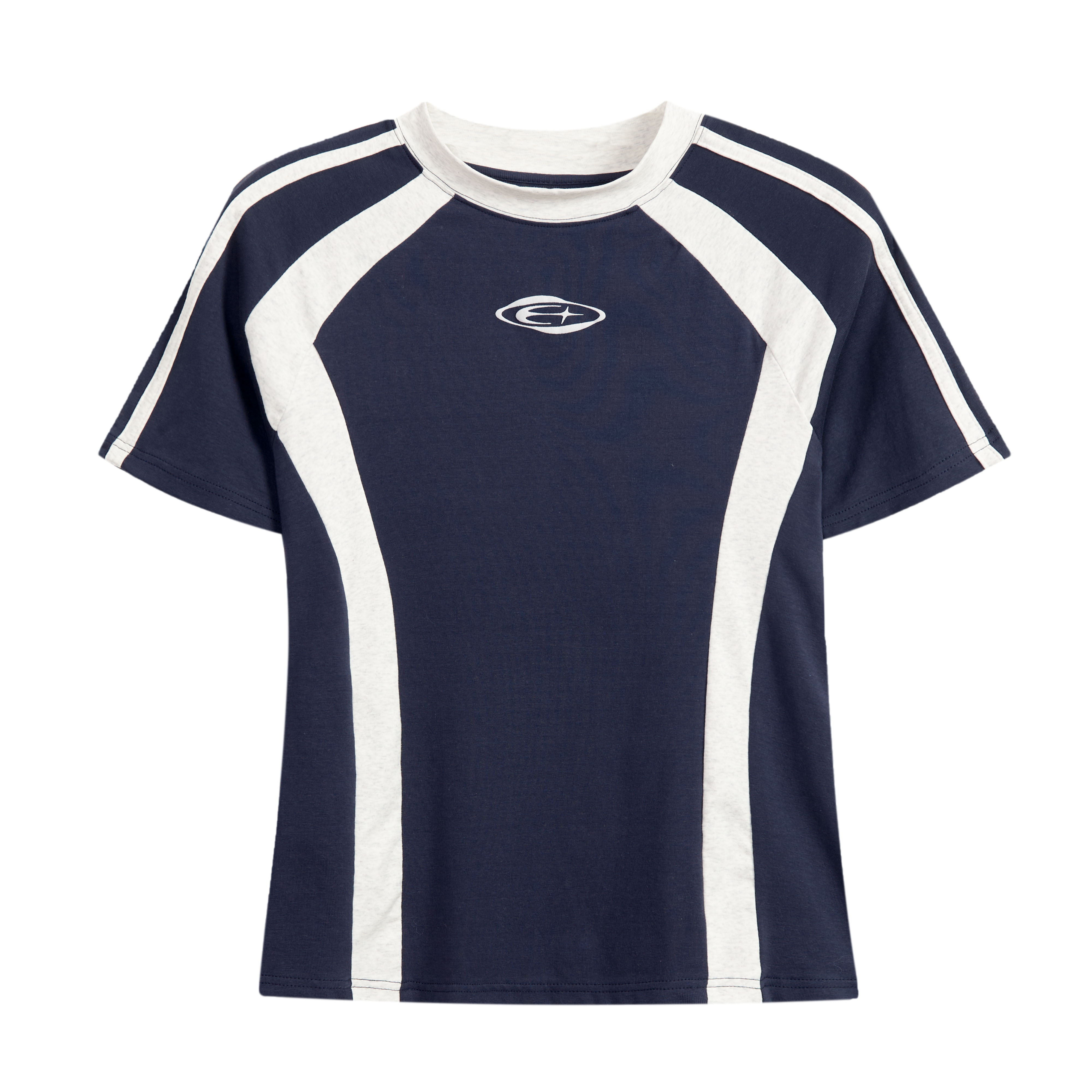 Color-Blocked Short-Sleeve Crop Top for Women - American Retro Slim-Fit Summer T-Shirt