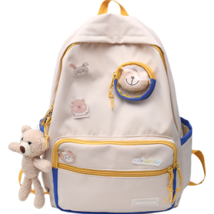 Color-Blocking Cartoon Backpack for School - Large Capacity Waterproof Bag for High School Students and Girls