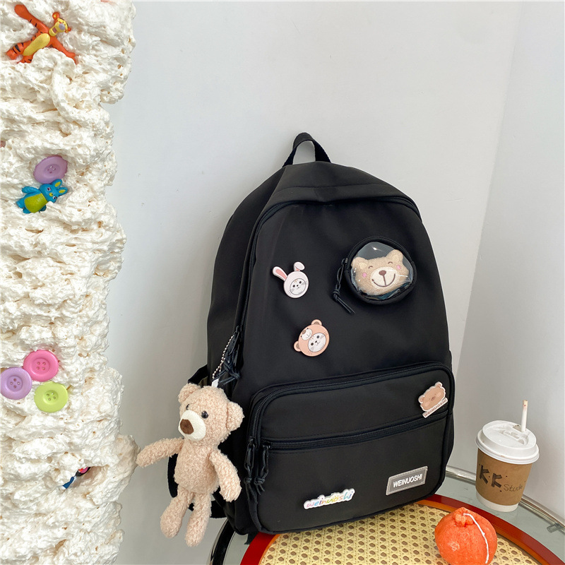 Color-Blocking Cartoon Backpack for School - Large Capacity Waterproof Bag for High School Students and Girls