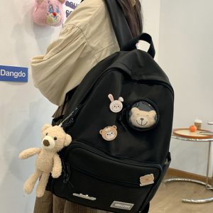 Color-Blocking Cartoon Backpack for School - Large Capacity Waterproof Bag for High School Students and Girls