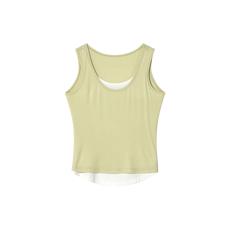 Color-Blocking Faux Two-Piece Vest for Women - Summer Slim Fit Sleeveless Outerwear, Casual Chic Style