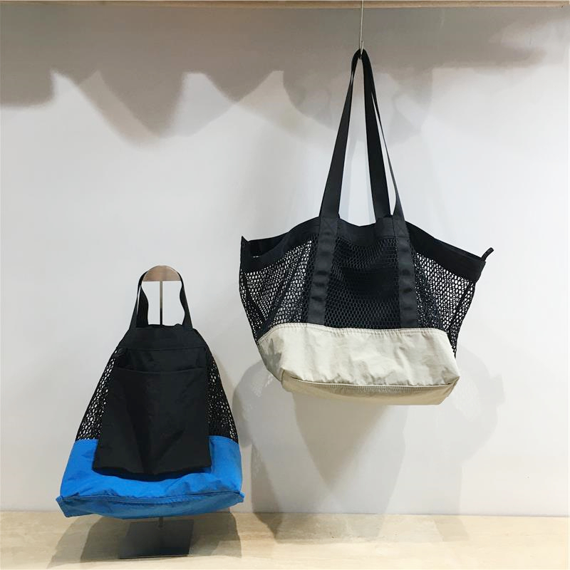 Color-Blocking Net Shoulder Bag - Summer Casual Large Capacity Reversible Shopping Bag for Trendy Niche Style