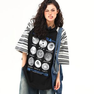 Color-Blocking Raglan Short Sleeve T-Shirt for Men and Women - Trendy Summer Couple Top, American Street Style Fashion