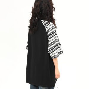 Color-Blocking Raglan Short Sleeve T-Shirt for Men and Women - Trendy Summer Couple Top, American Street Style Fashion