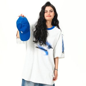 Color-Blocking Short-Sleeve T-Shirt for Women - Retro American Style, Youthful Vitality, Summer Essential