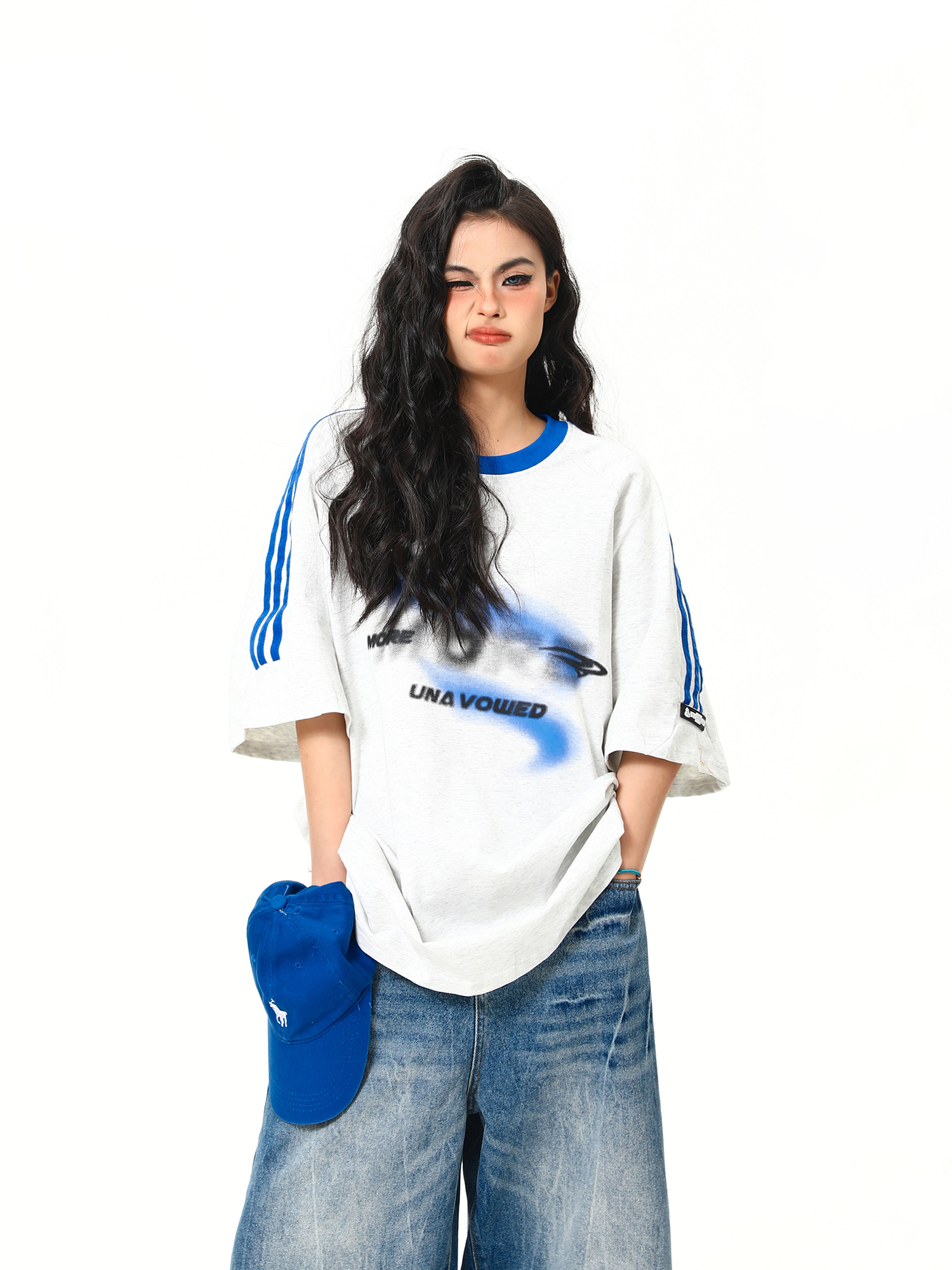 Color-Blocking Short-Sleeve T-Shirt for Women - Retro American Style, Youthful Vitality, Summer Essential Color-Blocking Short-Sleeve T-Shirt for Women - Retro American Style, Youthful Vitality, Summer Essential