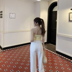 Color-Blocking Strapless Top for Women - Slim Fit, Trendy Summer Fashion, Perfect for Y2K and Casual Outings