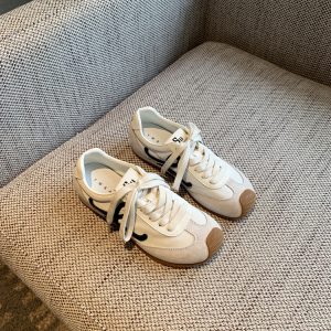 Color-Blocking Women's Training Shoes - Casual Flat Sports Shoes in Genuine Leather for Spring 2025 - Trendy Athletic Footwear