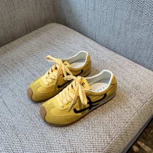 Color-Blocking Women's Training Shoes - Casual Flat Sports Shoes in Genuine Leather for Spring 2025 - Trendy Athletic Footwear