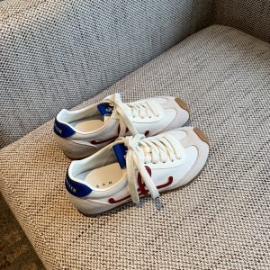 Color-Blocking Women's Training Shoes - Casual Flat Sports Shoes in Genuine Leather for Spring 2025 - Trendy Athletic Footwear