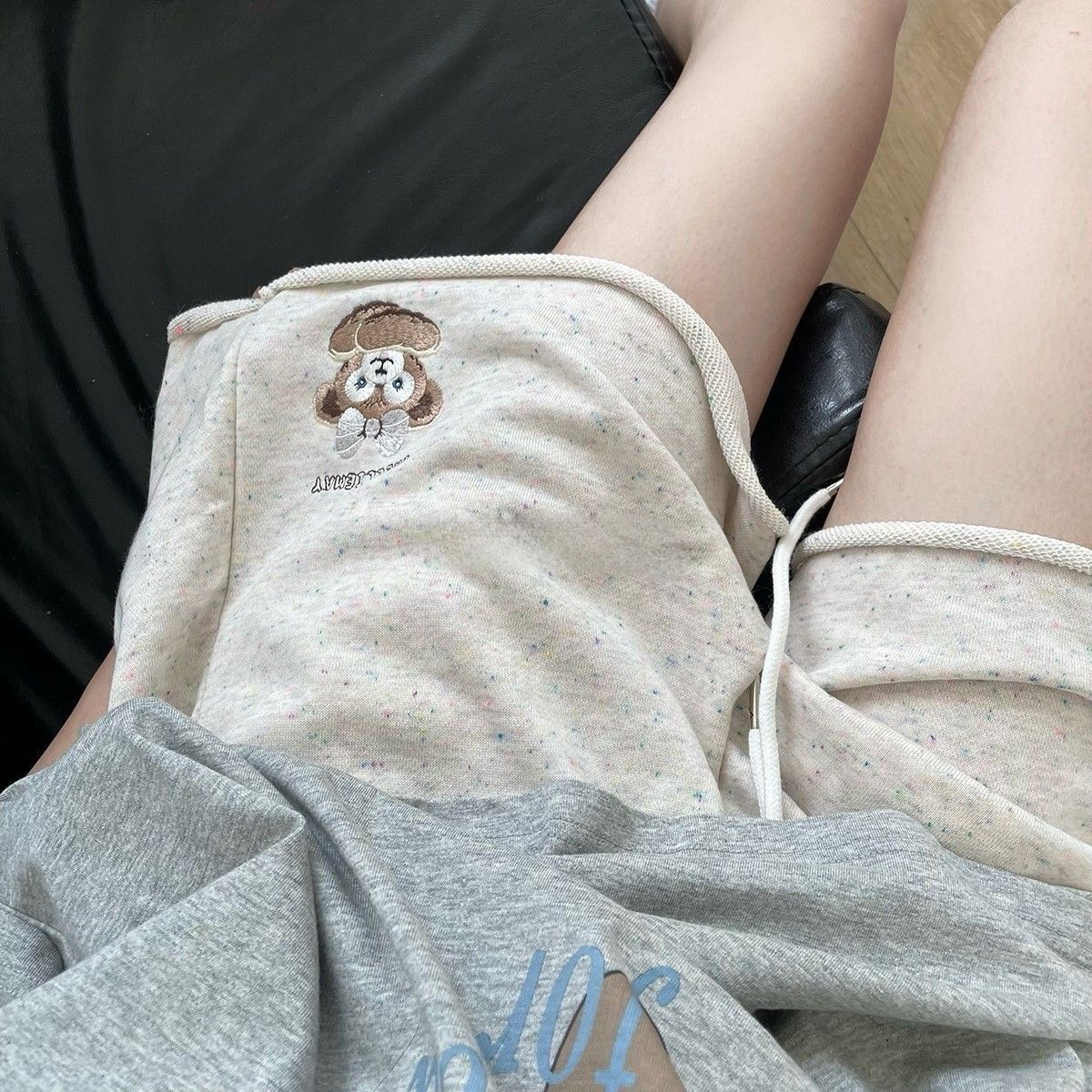 Colorful Cotton Embroidered Bear Shorts for Girls - Summer Loose-Fitting Five-Point Sports Pants for Junior High & High School Students