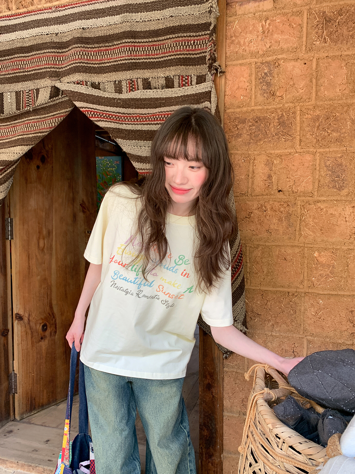 Colorful Letter Print Short Sleeve T-Shirt for Women - Summer Loose Slimming Top, Trendy Niche Design, Casual Streetwear Fashion Colorful Letter Print Short Sleeve T-Shirt for Women - Summer Loose Slimming Top, Trendy Niche Design, Casual Streetwear Fashion