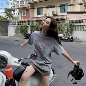 Colorful Panda Print Loose Fit T-Shirt for Women - Summer Short and Long Sleeve Top, Petite Style, Cute Casual Wear