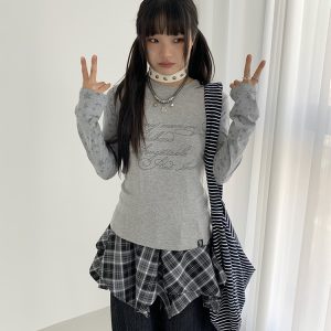 Colorful Patchwork Long Sleeve Hoodie T-Shirt with Random Star Print - Black, White, Gray Casual Style