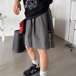 Colorful Striped Casual Zippered Shorts for Men and Women - American Style Summer Quick-Dry Breathable Nylon Five-Point Pants