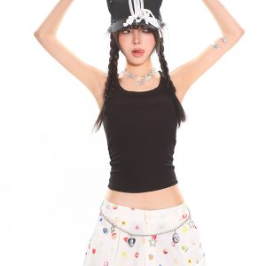 Colorful Summer Tank Top for Women - Slim Fit High-Quality Dopamine Movement Design, Trendy Casual Wear, Y2K Style