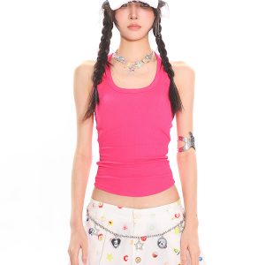 Colorful Summer Tank Top for Women - Slim Fit High-Quality Dopamine Movement Design, Trendy Casual Wear, Y2K Style