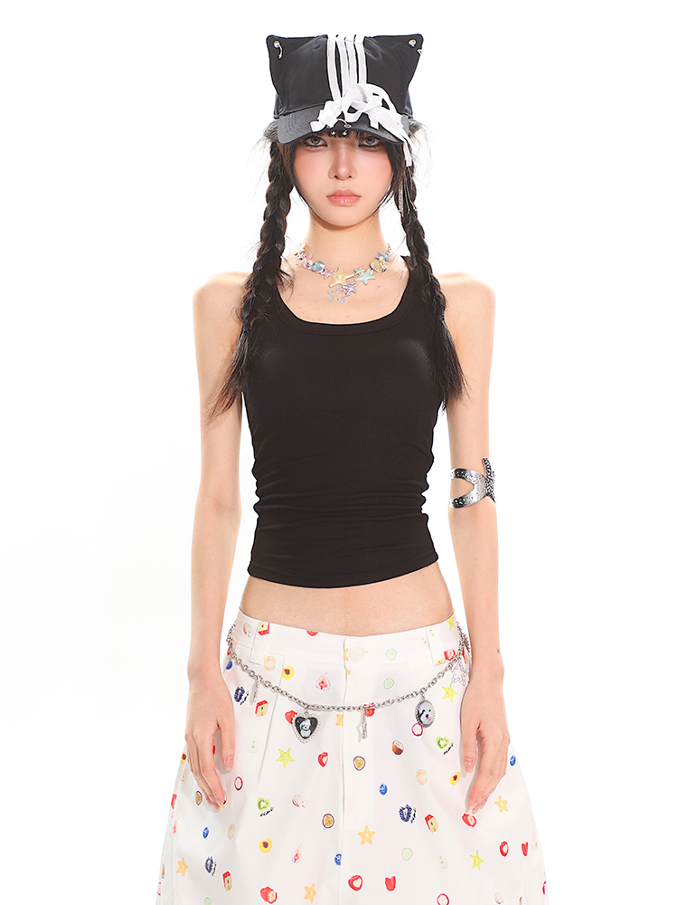 Colorful Summer Tank Top for Women - Slim Fit High-Quality Dopamine Movement Design, Trendy Casual Wear, Y2K Style Colorful Summer Tank Top for Women - Slim Fit High-Quality Dopamine Movement Design, Trendy Casual Wear, Y2K Style