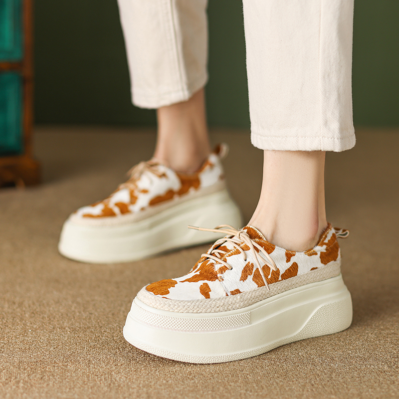 Comfortable 6cm Italian-Style Color-Block Woven Leather Soft Sole Shoes for Women - Thick-Soled Fashion Footwear