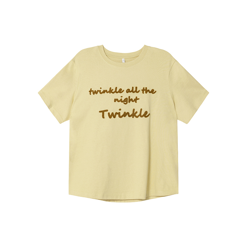 Contrast Color Letter Embroidery Round Neck Short Sleeve T-Shirt for Women - Loose Slimming Summer 2025 Style, Casual Fashion Essential