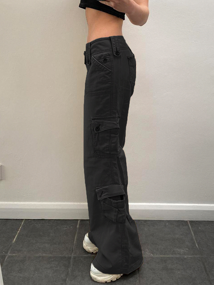 Cool Girl Low Waist Cargo Pants for Women, Edgy Androgynous Multi-Pocket Vintage Wide-Leg Straight Pants, Y2K Heavy-Duty Style Cool Girl Low Waist Cargo Pants for Women, Edgy Androgynous Multi-Pocket Vintage Wide-Leg Straight Pants, Y2K Heavy-Duty Style